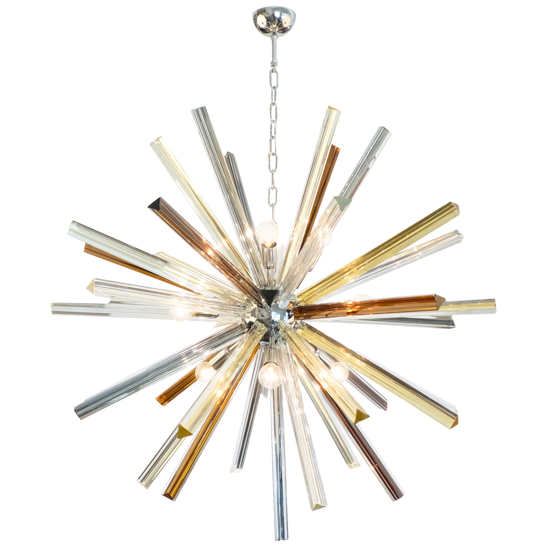 Murano Glass and Chrome Sputnik Chandelier