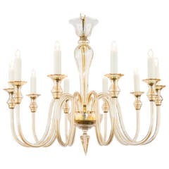 Murano Amber Glass Ten-Branch Chandelier