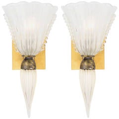 Pair of Murano "Pulegoso" Glass Sconces