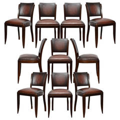 Art Deco Set of Ten Leather Dining Chairs Art Deco Set of Ten Leather Dining Chairs