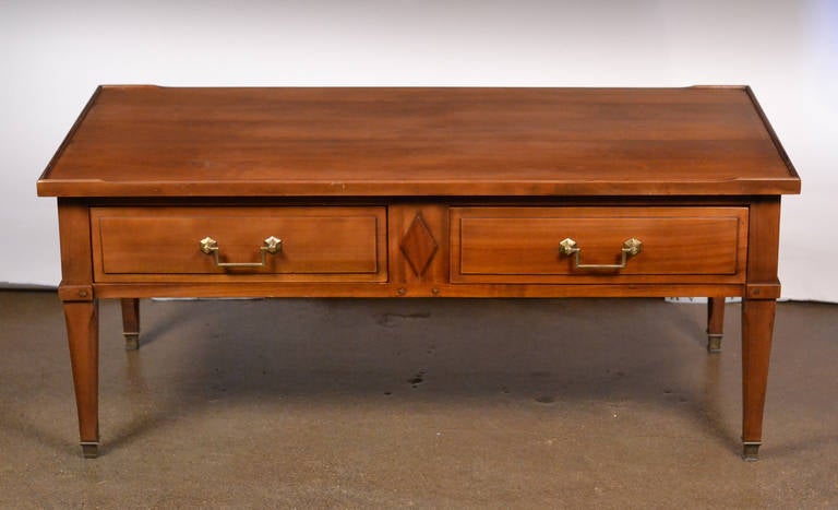 French Directoire Style Solid Walnut Coffee Table