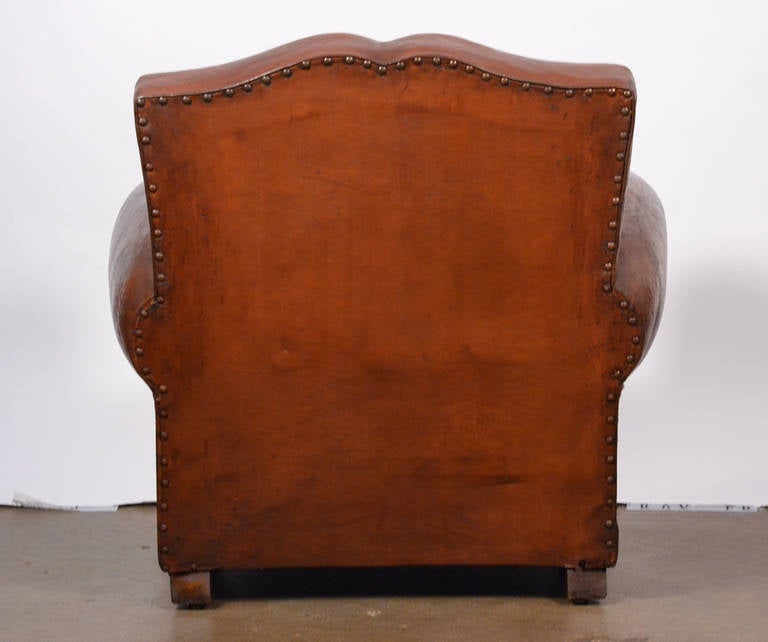 Leather 1930 French Vintage Moustache Back Club Chair