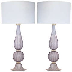 Pair of Murano "Alexandrite" Glass Lamps