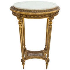 French Louis XVI Marble Top Side Table