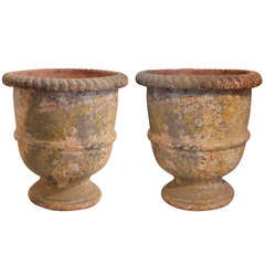 French Vintage Pair of Terracotta Urns