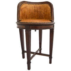 Antique Louis XVI Period Leather Swivel Chair