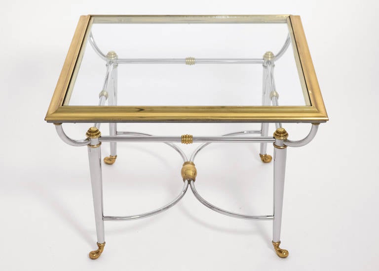 Vintage Jansen Style Chrome and Brass Side Table In Good Condition For Sale In Austin, TX