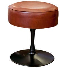 Vintage Knoll Tulip Stool with Leather Top