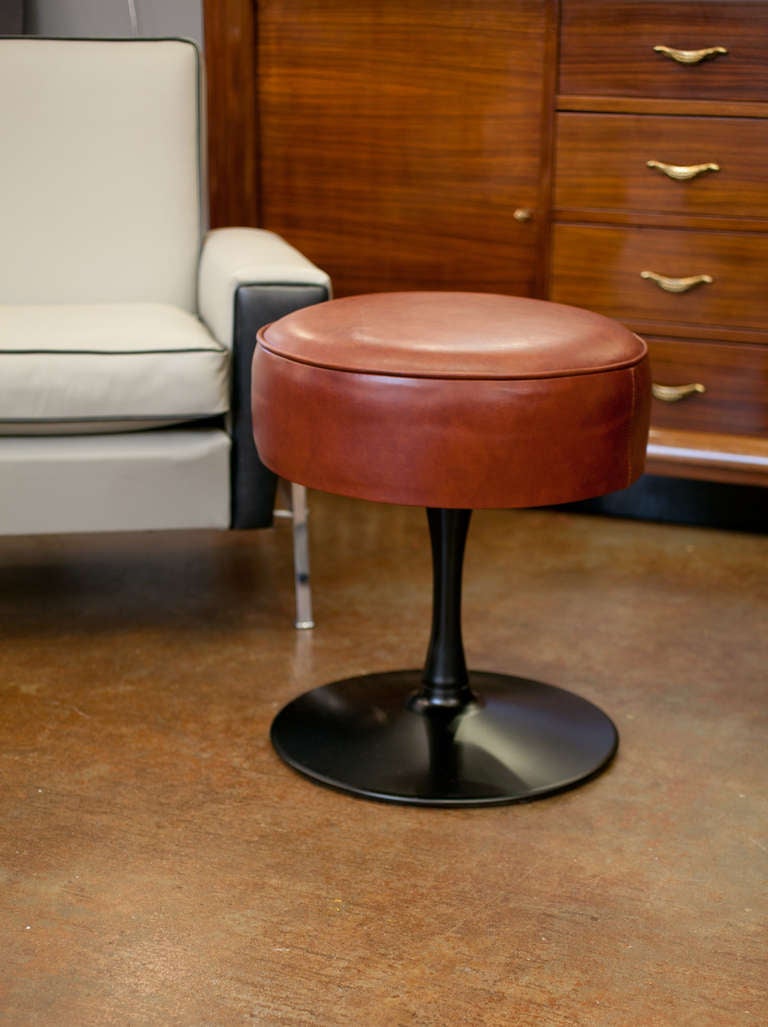 Vintage Knoll Tulip Stool with Leather Top