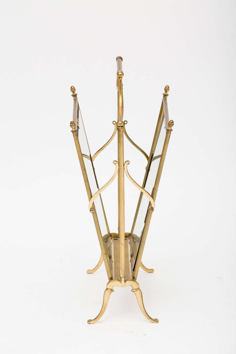 Mid-Century Modern Maison Charles Gilt Brass Magazine Stand