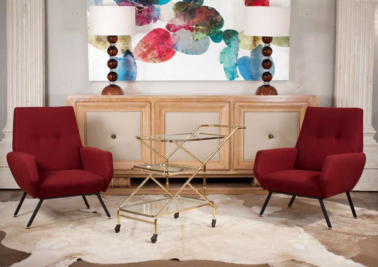 French gilt Brass "Bamboo" Bar Cart