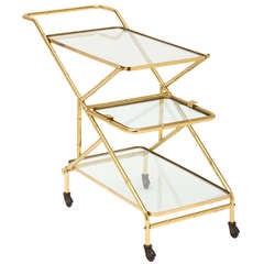 French gilt Brass "Bamboo" Bar Cart