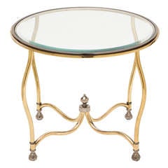 French Brass, Steel, & Glass Side Table