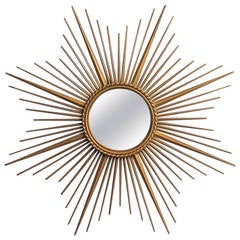 Specchio convesso d'ottone d'epoca francese, circa anni '50