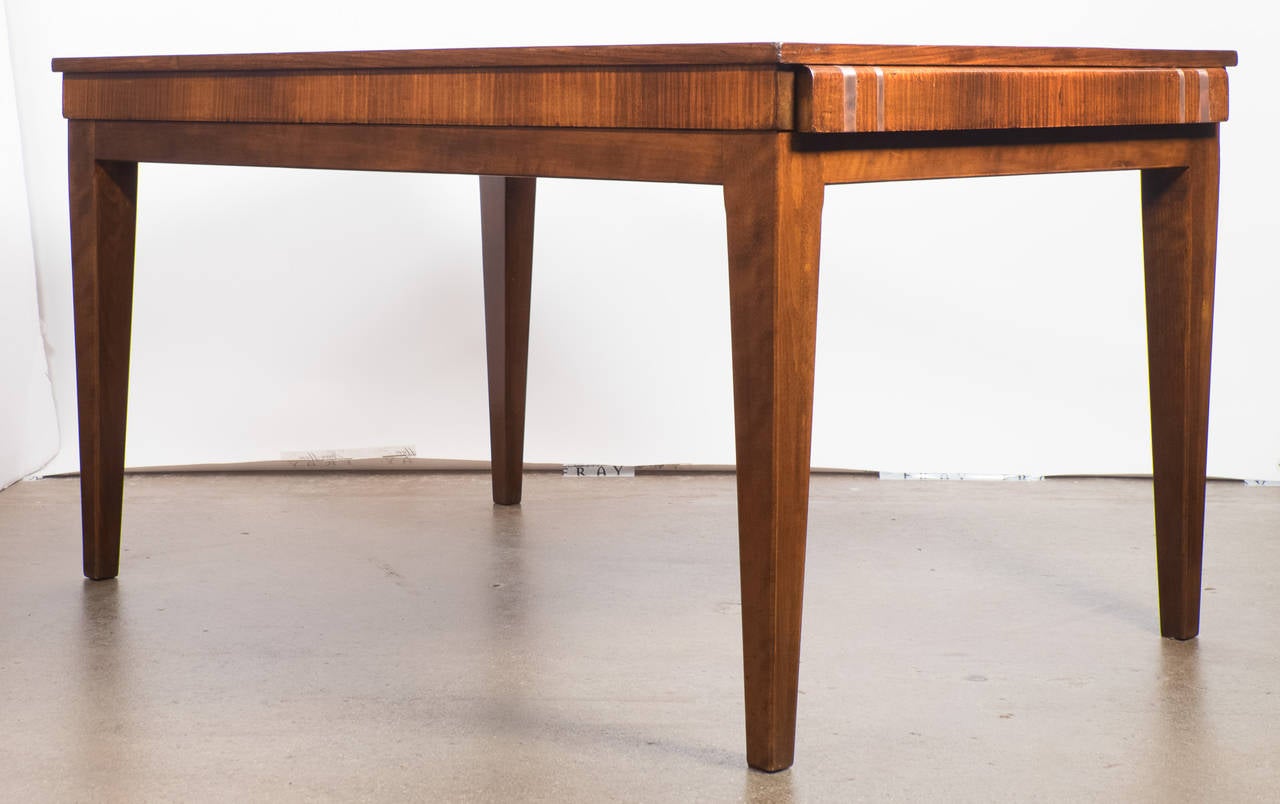 French Art Deco Burled Elm Table In Good Condition In Austin, TX