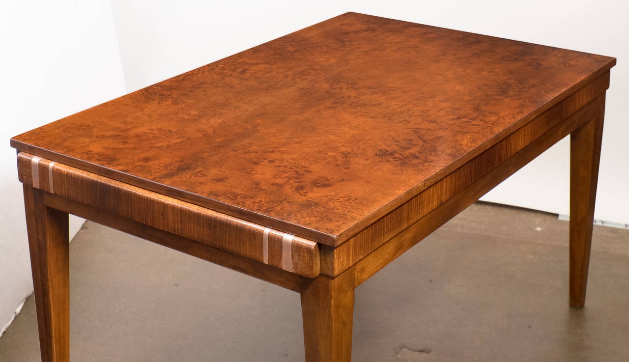 French Art Deco Burled Elm Table 1