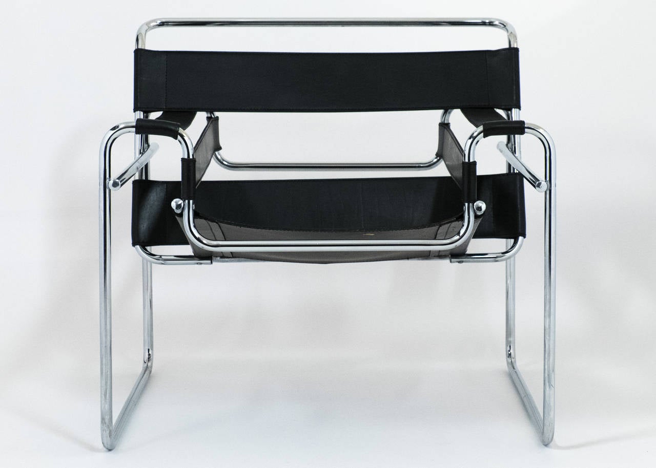 vintage chrome and leather chair