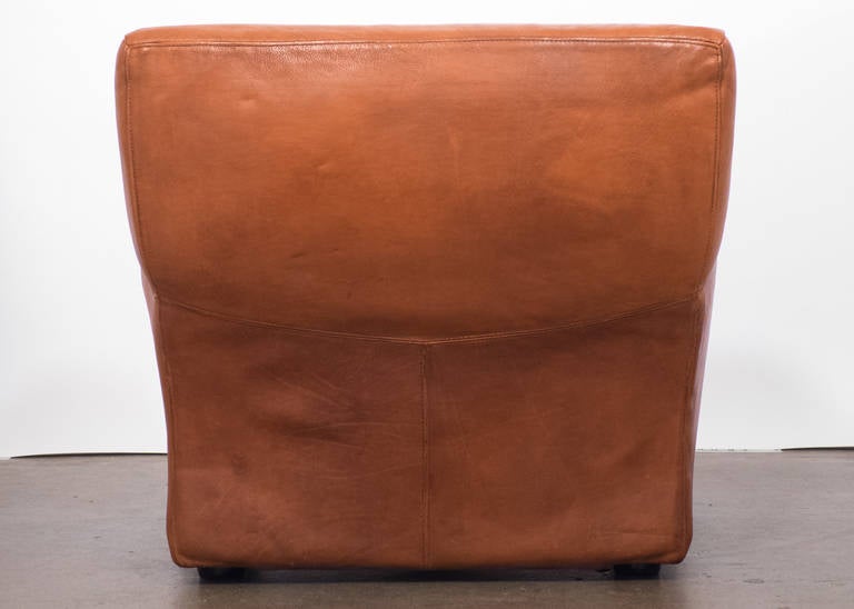 20th Century Vintage Molinari Leather Club Chair, circa 1980s