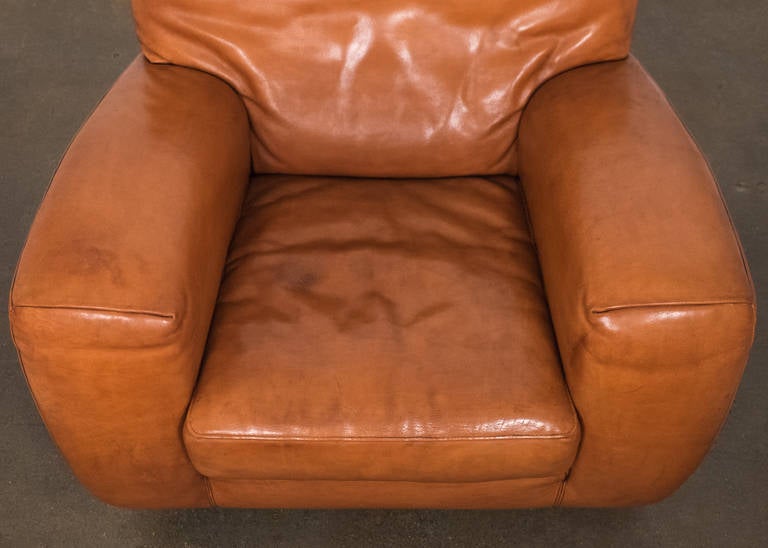 Vintage Molinari Leather Club Chair, circa 1980s 1