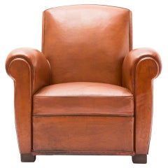 Vintage Art Deco Lambskin Leather Club Chair