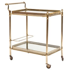 French Brass & Glass Tray Table/Bar Cart