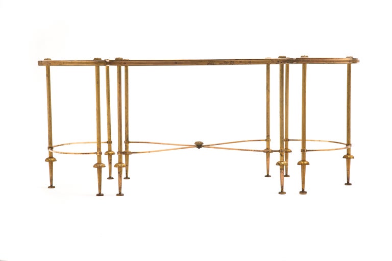Maison Bagues Brass & Glass Coffee Table Set