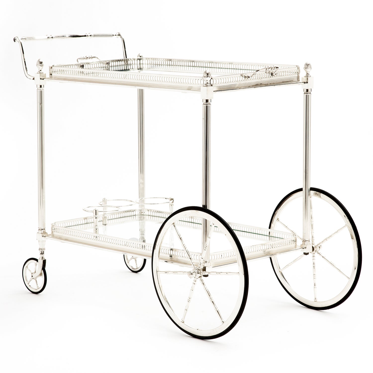 French Vintage Silver Plated Bar Cart