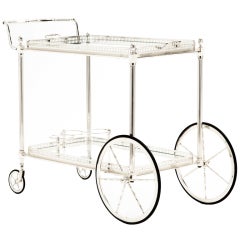 French Vintage Silver Plated Bar Cart