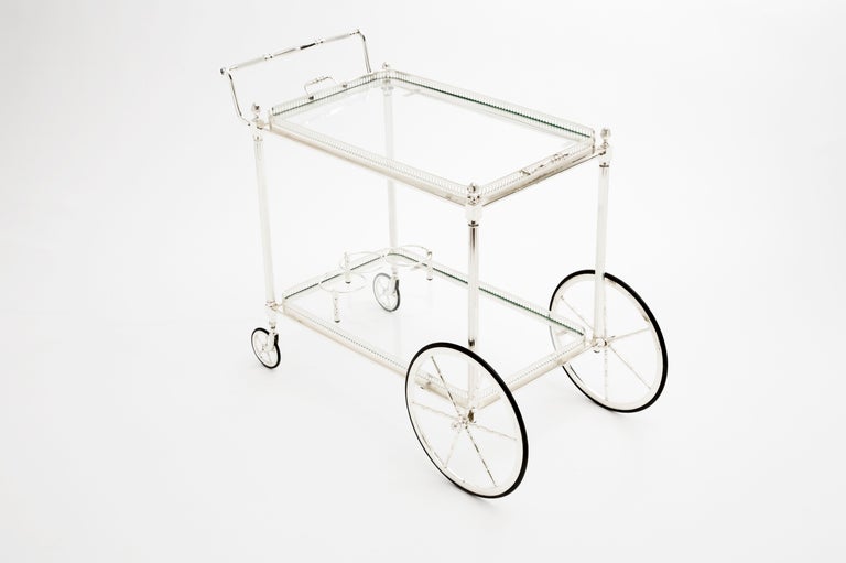 antique silver bar cart