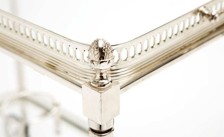 French Vintage Silver Plated Bar Cart In Good Condition In Austin, TX