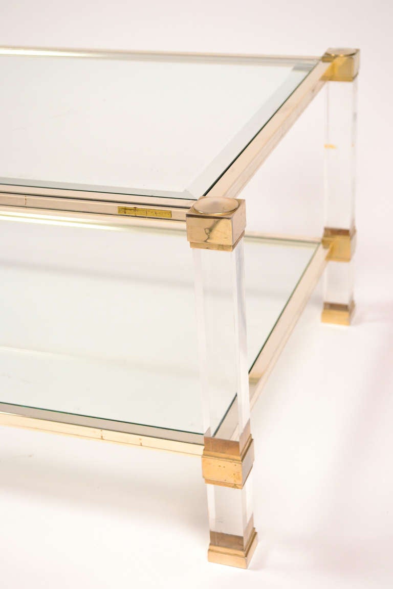 Brass Pierre Vandel Lucite Coffee Table