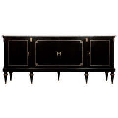 French Grand Louis XVI Carrara Marble Top Buffet Signed