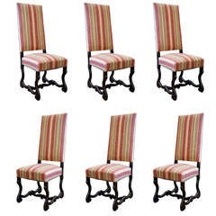 Antique French Louis XIII Set of 6 Dining Chairs