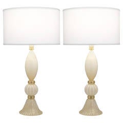 Pair of Barovier e Toso Murano Glass Table Lamps