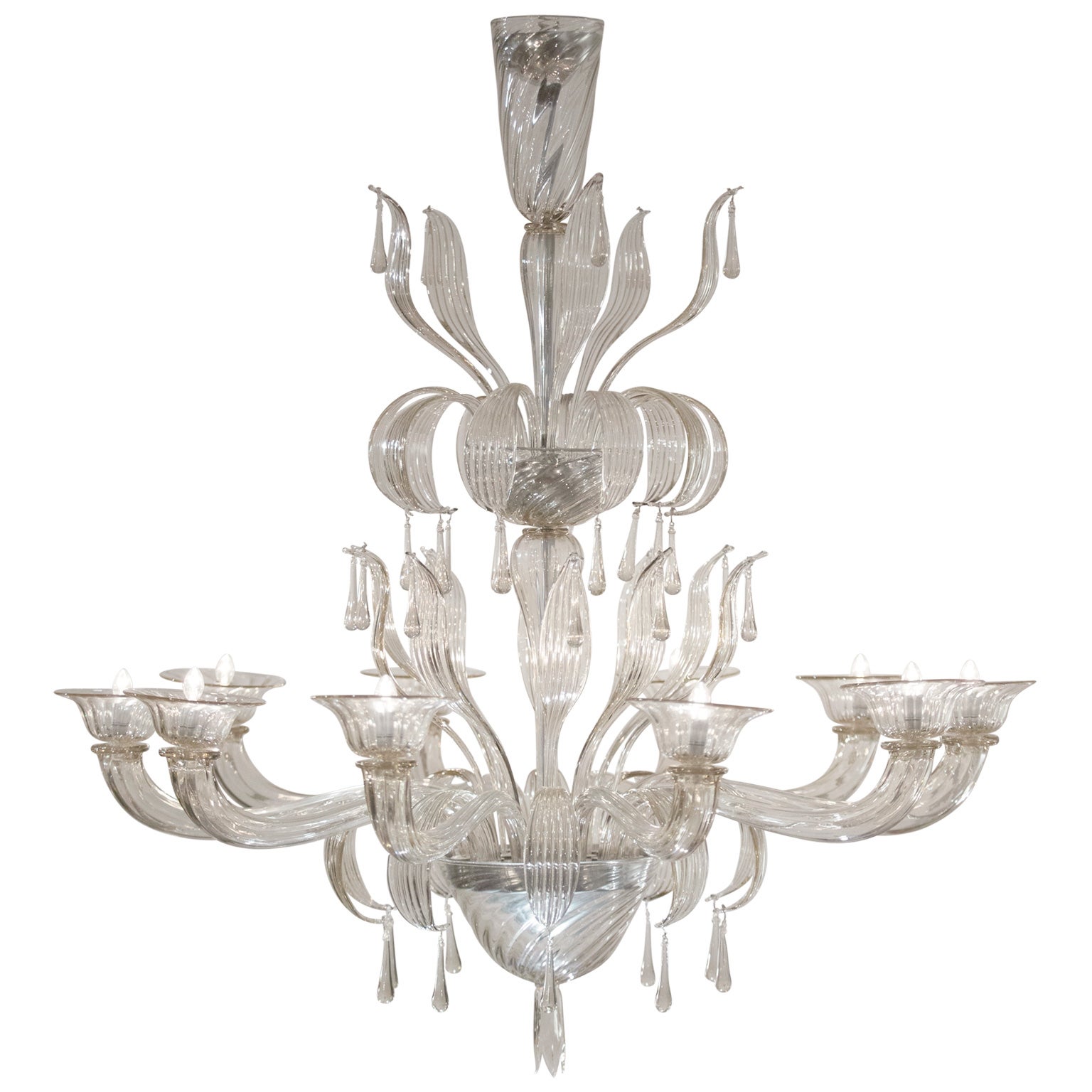 Murano Glass Chandelier by Salviati For Sale