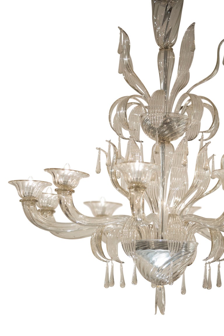 Murano Glass Chandelier by Salviati In Excellent Condition For Sale In Austin, TX