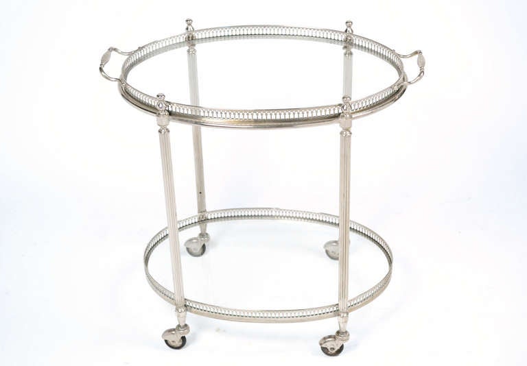 Mid-20th Century French Vintage Oval Chromed Bar Cart