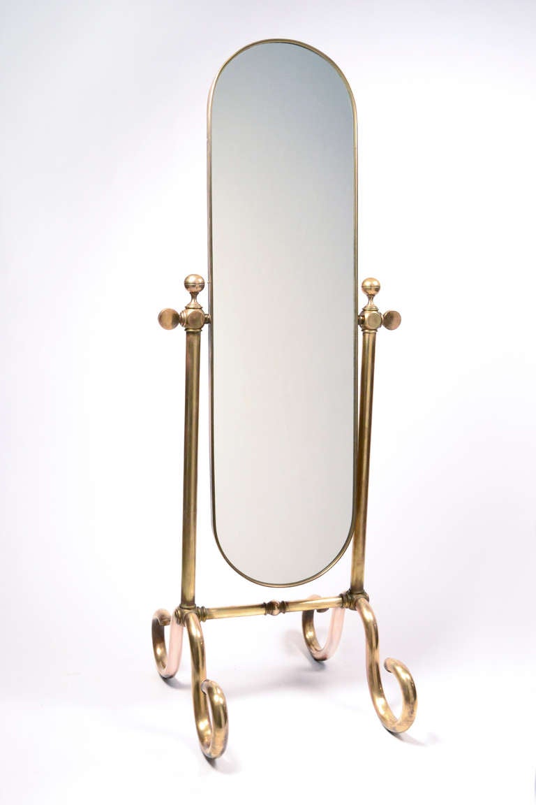 Italian Vintage Psyche Solid Brass Mirror At 1stdibs Italian Vintage
