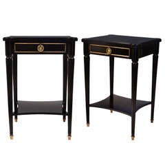 French Pair of Directoire Side Tables by Maison Hirsh - Signed