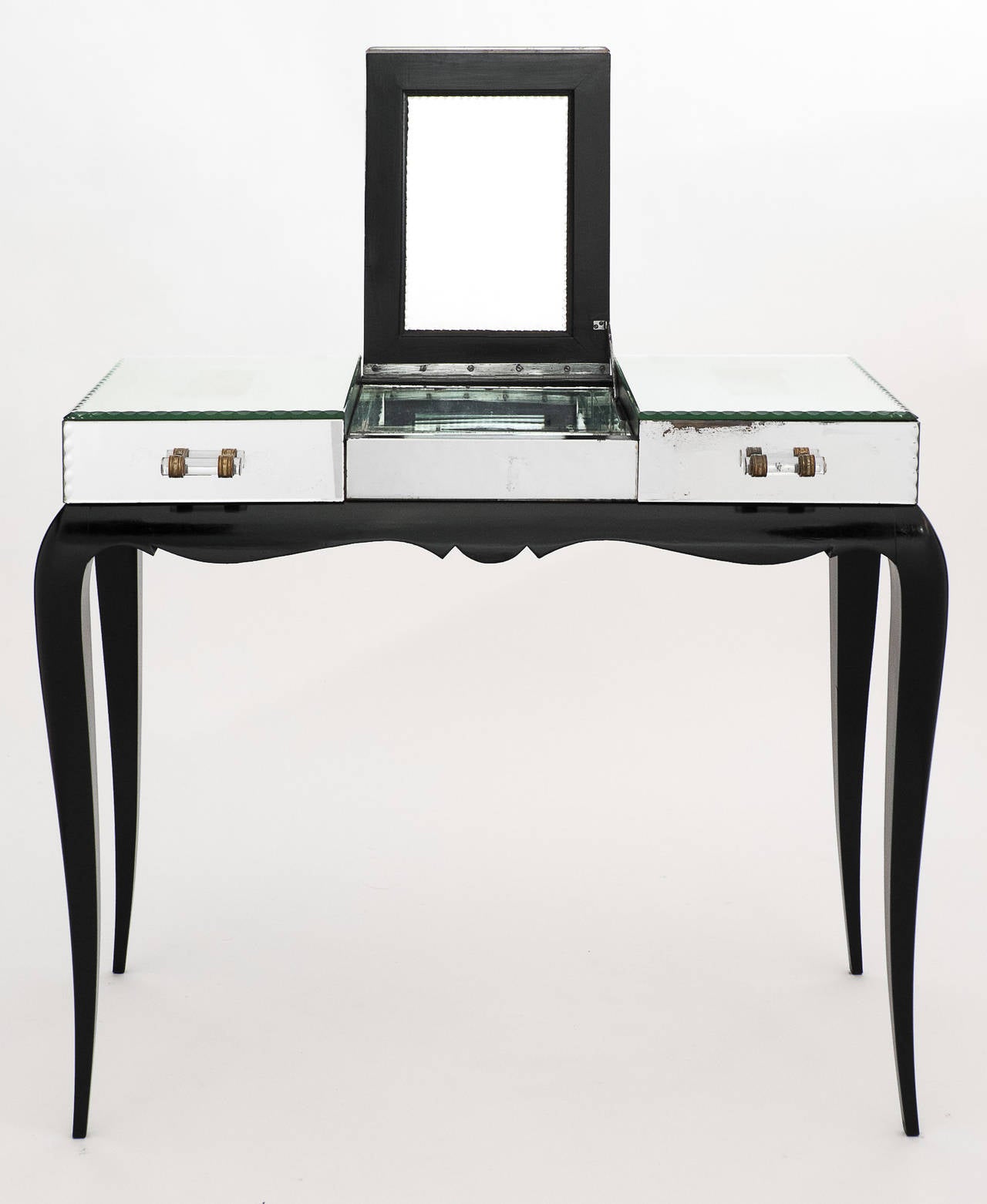 French Art Deco Mirrored Vanity Table In Good Condition In Austin, TX