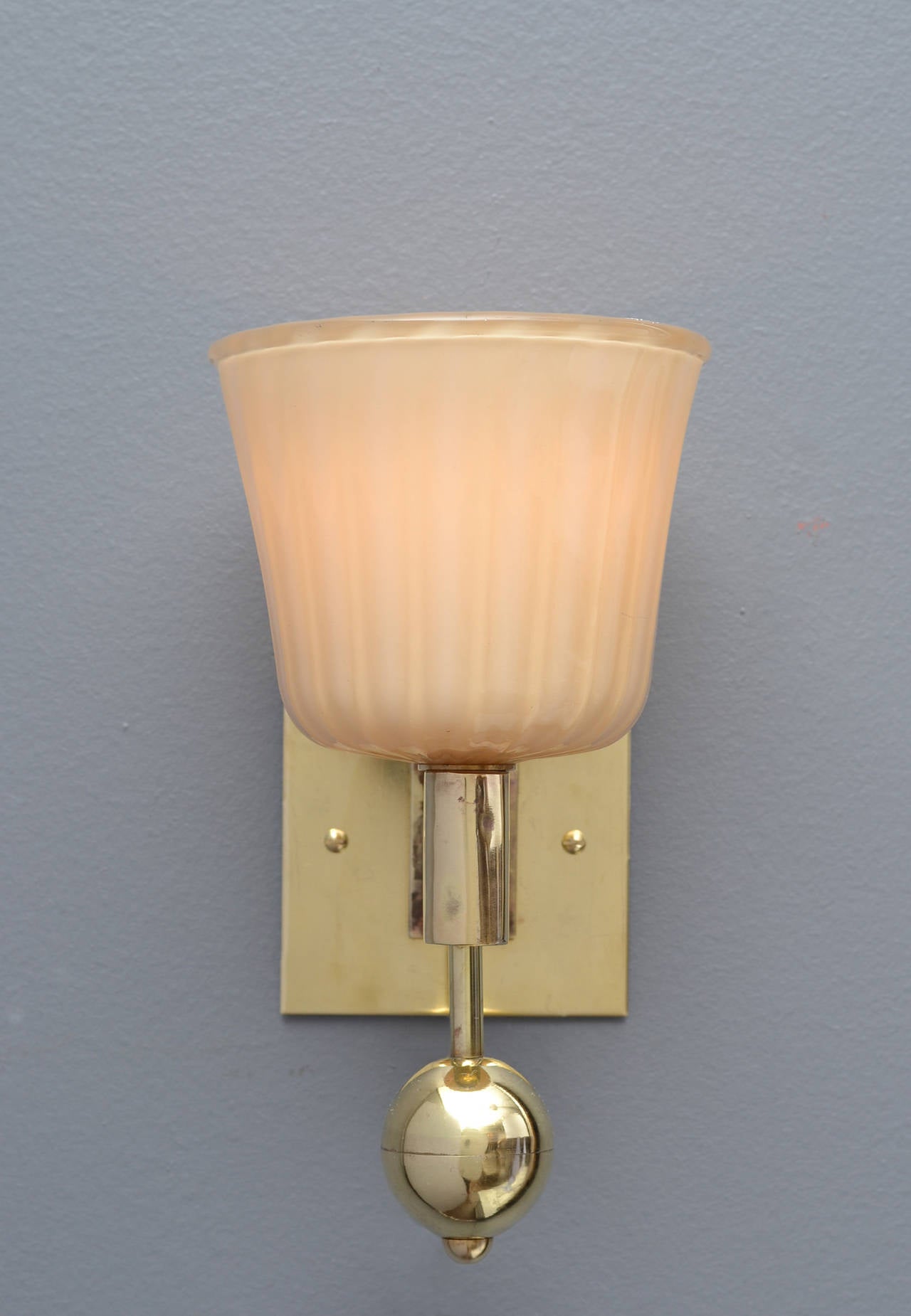 Italian Murano Amber Barovier & Toso Stamped Sconces