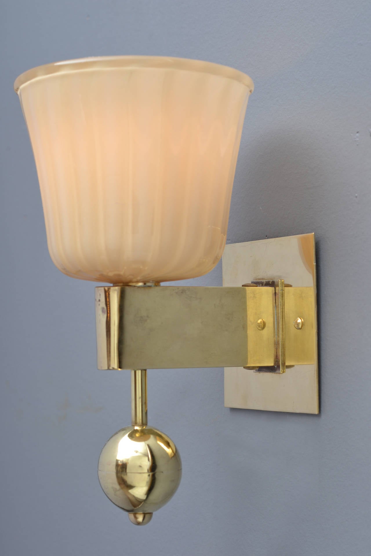 20th Century Murano Amber Barovier & Toso Stamped Sconces
