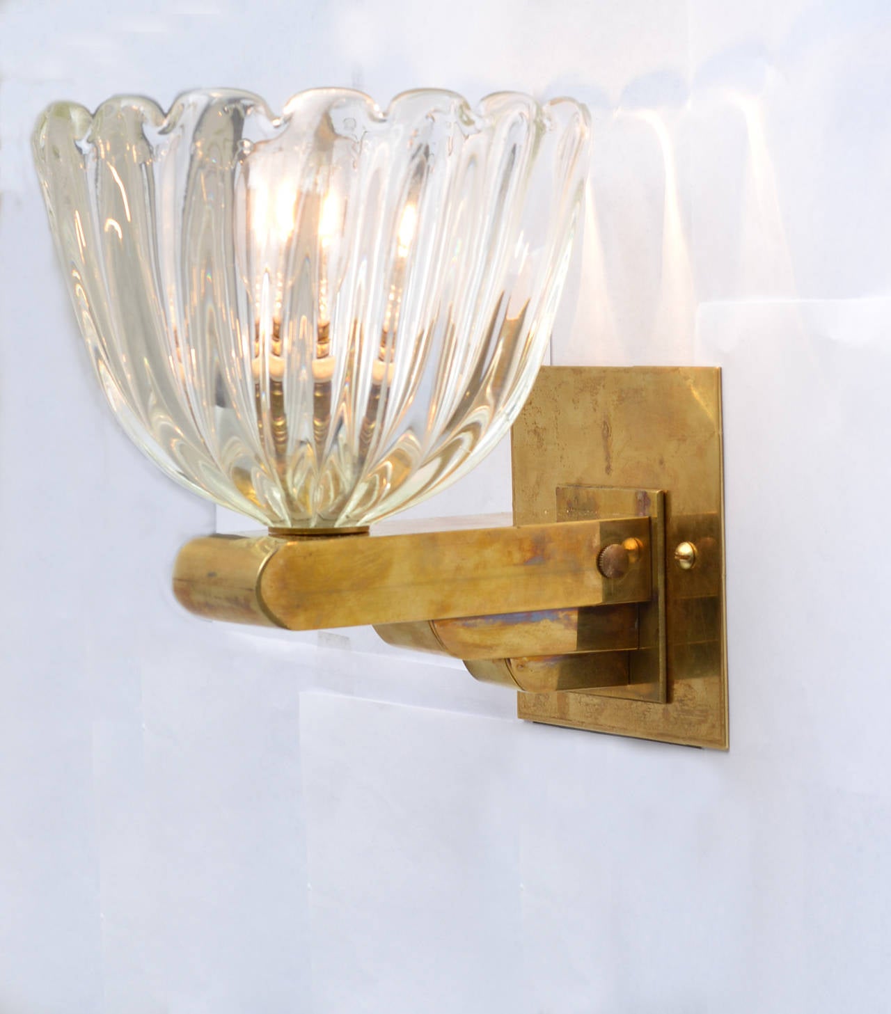 Murano Glass Cup and Brass Sconces 5