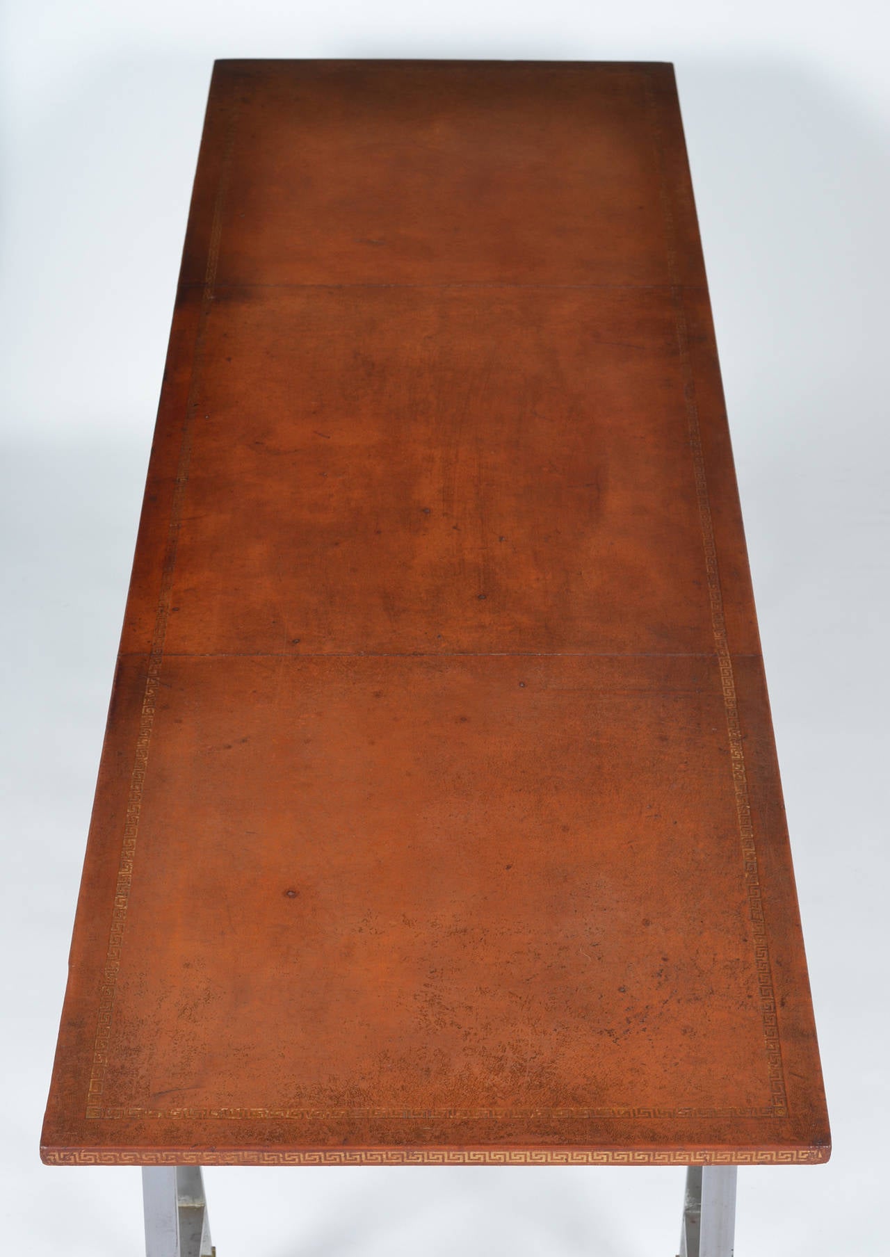 Bronze Viennese Leather-Top, Diamond Trader Table