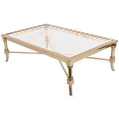 French Maison Jansen Brass & Glass Coffee Table