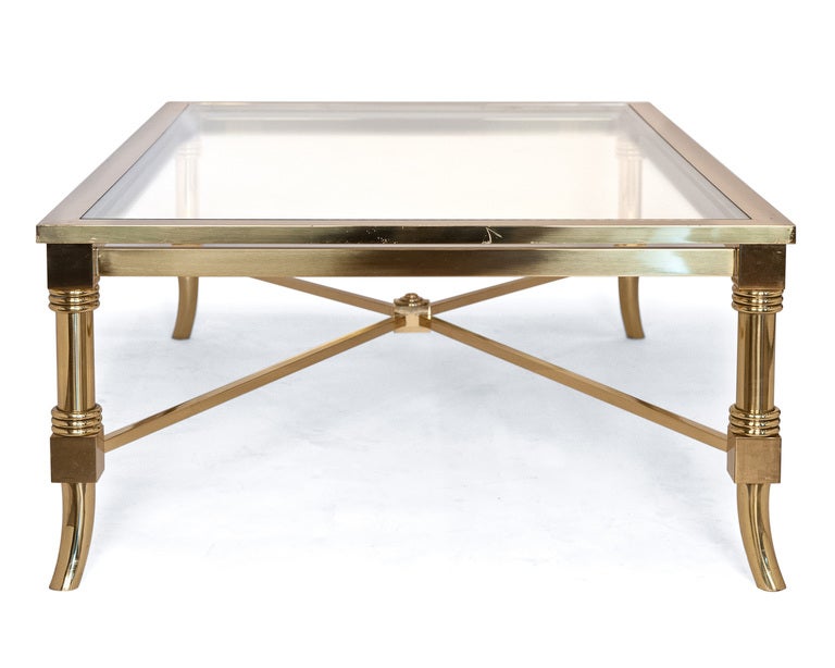 Mid-20th Century French Maison Jansen Brass & Glass Coffee Table