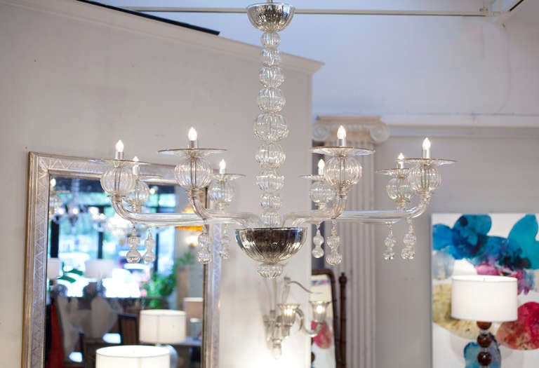 Handblown Murano glass chandelier by Barbini in 