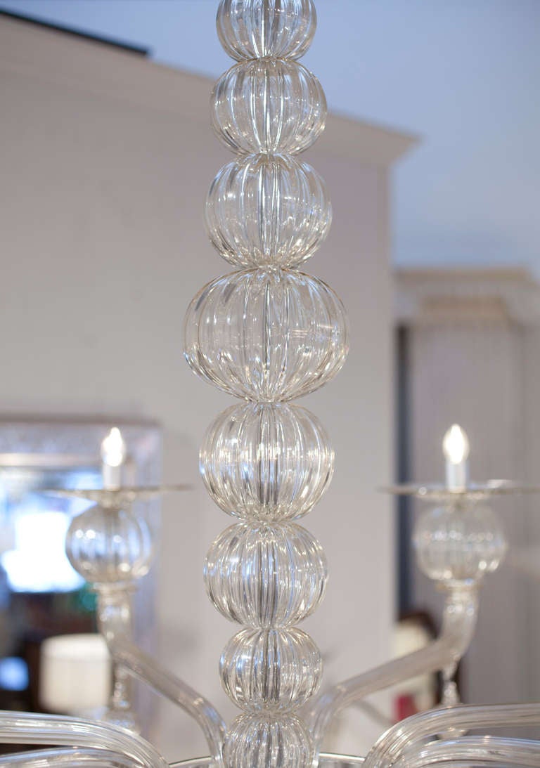 Murano Cristallo Pura Glass Chandelier by Barbini In Excellent Condition For Sale In Austin, TX