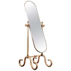 Italian Vintage Psyche Solid Brass Mirror
