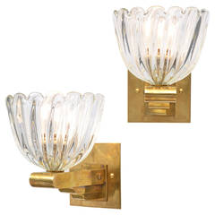 Murano Glass Cup and Brass Sconces